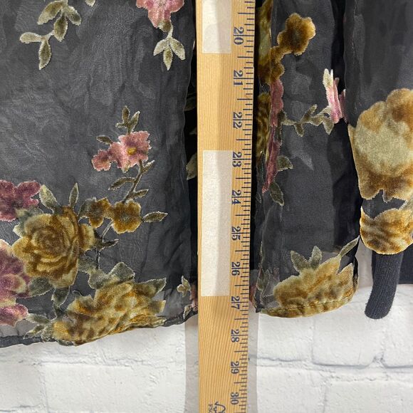 A New Day Tunic Women XXL Floral Velvet Burnout Sheer Pullover Blouse Top - Picture 9 of 11